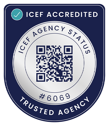 ICEF Accredited Agency badge, number 6069